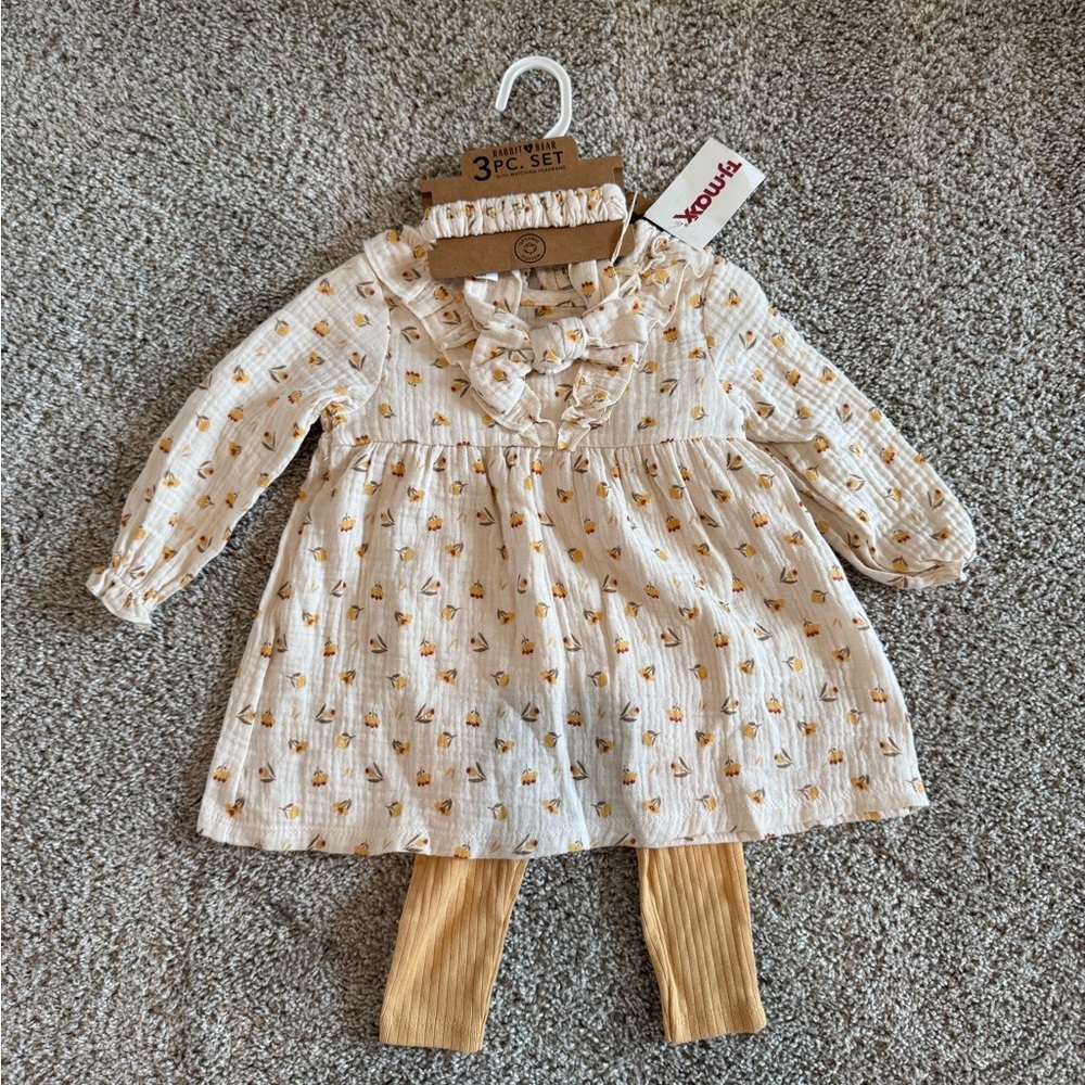 Rabbit + Bear 3-Piece Outfit Set dress and leggings set– Size 12 Months (NWT) - Picture 3 of 8
